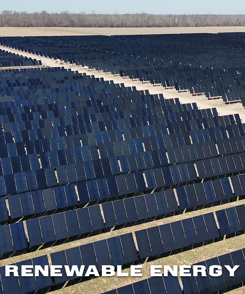 Aerial view of a solar field