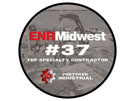 A round emblem that reads ENR Midwest #37 Tio Specialty Contractor