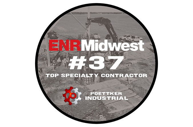 A round emblem that reads ENR Midwest #37 Tio Specialty Contractor